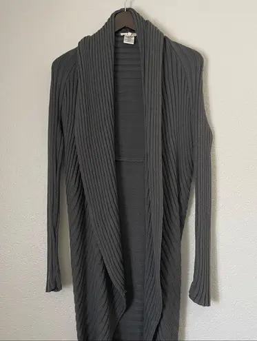 LA Made  Gray Open Waterfall Ribbed Cardigan Wrap XS