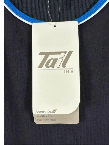 Tail Tech Waffle Tank Top Black Teal & White Edges Performance Fabric M NWT Size M