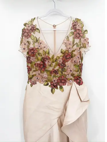 Patbo Beaded Ruffle Mermaid Gown Soft Pink Satin Size 10