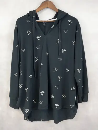 Jane Delancey Hoodie Sweatshirt Womens 1X Soft Girl Kawaii Comfy Street Stretchy Black