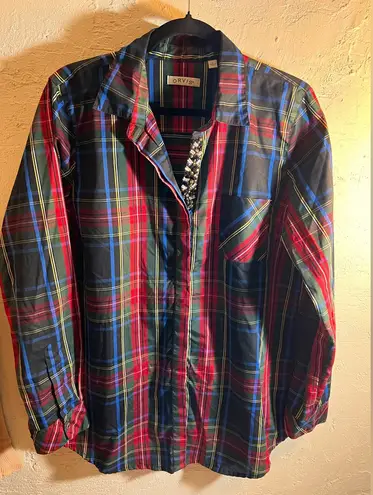 Orvis Holiday Tartan Plaid Button front shirt 16