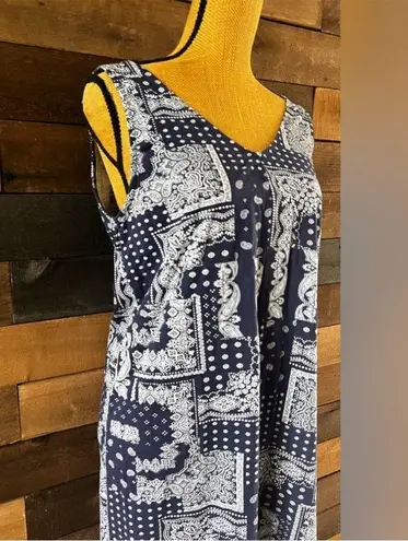 Blue Midi Blue Bandana Sfera Casuals Sleeveless V Neck Dress Size XL