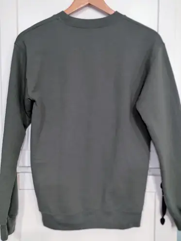 Book Mushroom Olive Green Embroidered Crewneck Womens Sweatshirt Size Small Fall