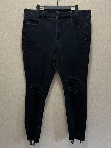 American Eagle  Black Distressed High Rise Jeggings Denim Jeans Plus Size 18