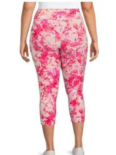 Terra & Sky  Womens Capri Leggings Size 2X 20W-22W High Rise Tie Dye Pink…