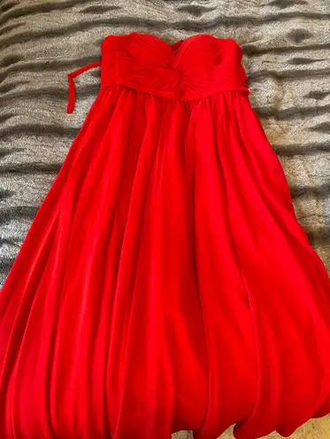 Red Strapless Prom Dress Size 4