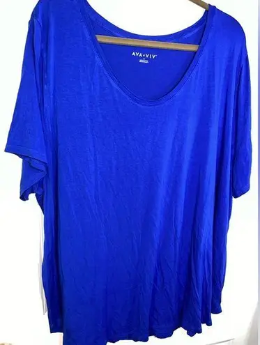 Ava & Viv Cobalt Blue Round Neckline Plus Size Short Sleeve Tshirt Size 3XL