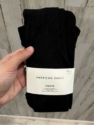 American Eagle NWT  Black Ribbed Footed Tights