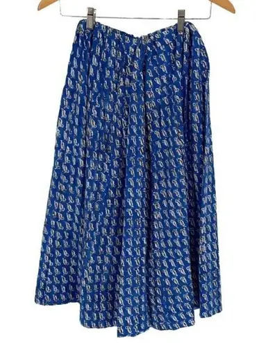 Unbranded Womens Bohemian Mirror Indian Pompom Tie Waist Flared Skirt Blue Small
