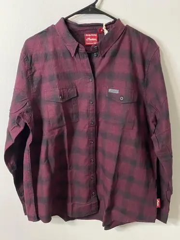 New Indian Motorcycle Women's 100% Cotton Plaid Button Down Shirt Size 2XL Red