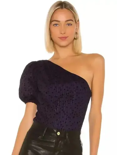Majorelle Marcelo Top Midnight Purple One Shoulder Puff Sleeve Star Size S