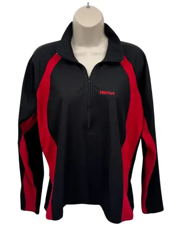 Marmot Windstopper N2S 1/4 Zip Pullover Top Womens Large Black Red Polyester