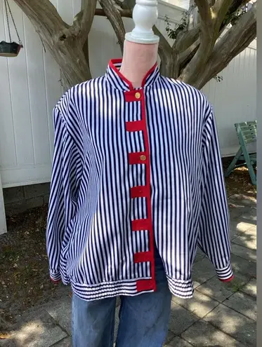 Vintage Joyce Navy Nautical Striped Jacket Medium Blue Size 10