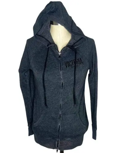 Victoria's Secret  Sport Jacket Womens Size XS Grey Black Hooded Full Zip