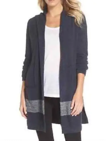 Barefoot Dreams Coastal Hooded Sweater Hoodie Stripe Pockets Cozy Chic