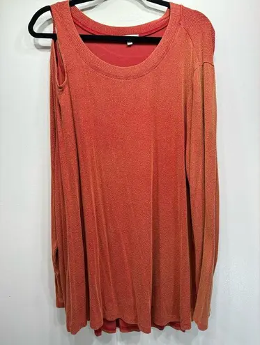 White Birch NEW Rust Orange Asymmetric Tunic with Shoulder Cutout Size 3XL
