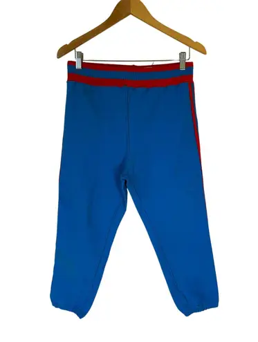 Sand Knit High Rise Pull On Crop Pants Striped Blue Red Women's Size Medium