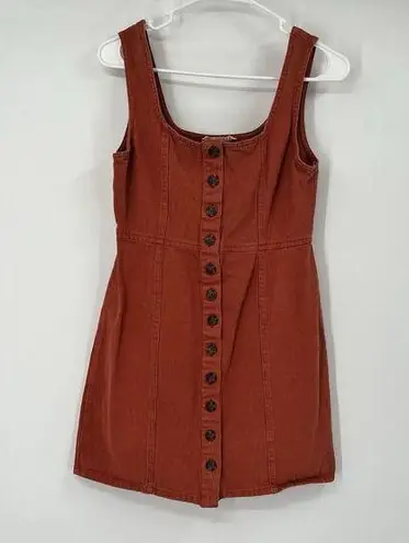 Chloe and katie M Overall Sleeveless Dress Linen Blend Rust Boho Festival Hippie
