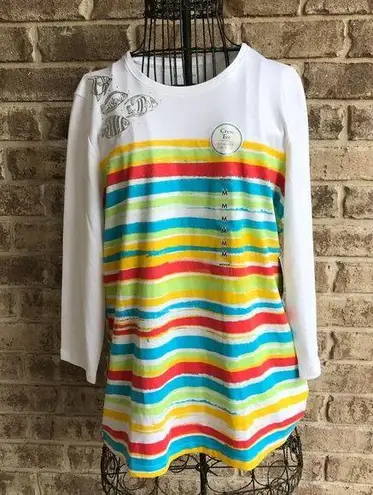 kim rogers  Crew Tee Top Relaxed Fit Medium Striped