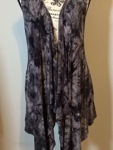 COME TOGETHER BOHO GRAY TIE DYE LIGHTWEIGHT CARDIGAN VEST Sz MED Made in USA πΊπΈ