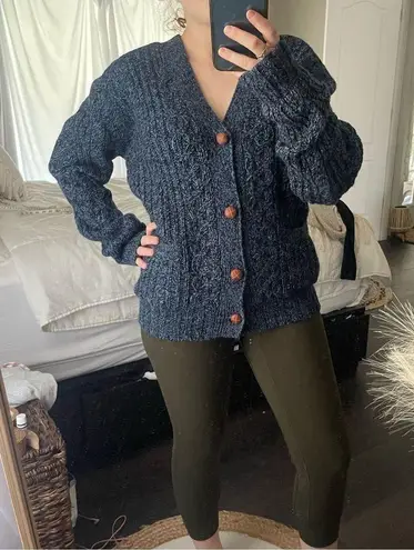 Pacific&Co Vintage Iron Wood Trading Grandpa Button Down Sweater Cardigan Blue