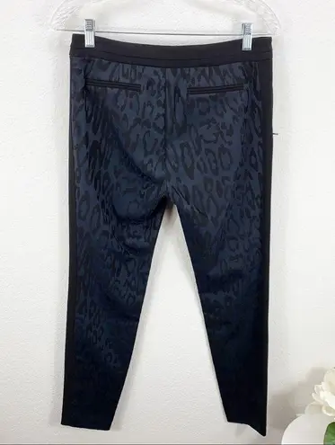 Rebecca Taylor Leopard Print Brocade Pants Navy