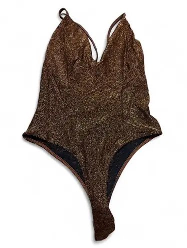 Elegant Gold Glitter Women's Top Size L