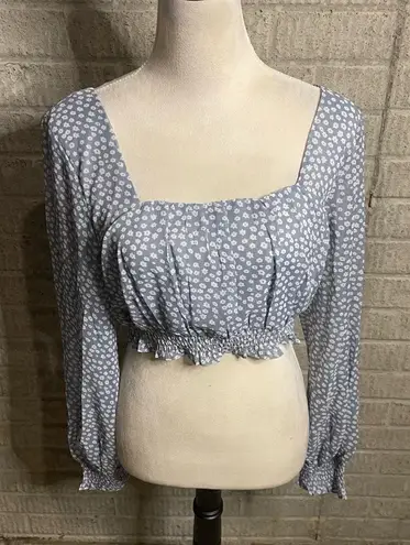 NWT Petal And Pup Tiela Blue Floral Smocked Crop Top Blouse Size 6