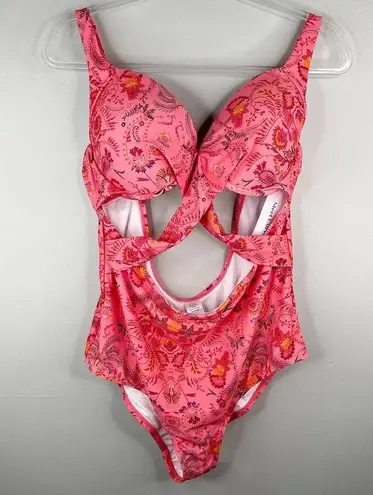 One Piece Meet.Curve Floral Swimsuit Swimsuit XL Pink New