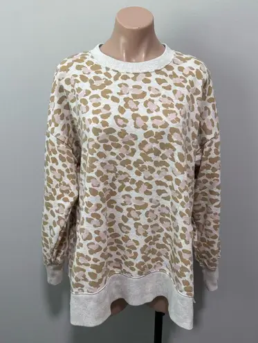 Aerie  Leopard Print Good Vibes Oversized Sweater Sweatshirt Medium