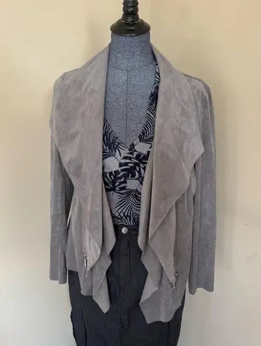 Alfani Faux Suede Waterfall Drape Blazer Like New Gray