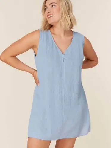ANDIE Swim The Frades Cotton Gauze Mini Dress Size Large Blue