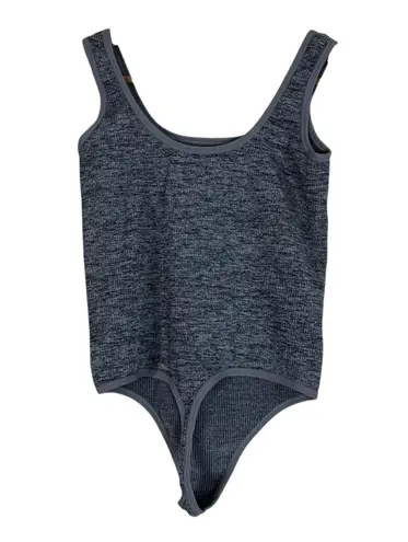 Colsie Bodysuit Womens L Gray Ribbed Scoop Neck Stretch Minimalist Basic Casual