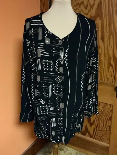 Chico's Vtg 90s Design Op Art Cover up Jacket
