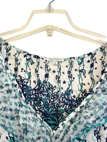 Poupette St. Barth Sleeveless Romper Size Medium Sheer Ruffle Blue Green Coverup