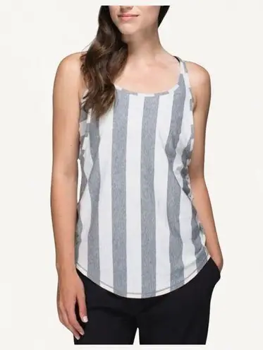 Lululemon  Vita Racer Tank Straightup Stripe Heathered Grey Heathered White SZ 2