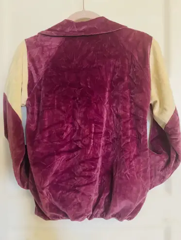 Adolfo Sport Vintage Women’s Size Small Velour Track Jacket • Purple & Cream GUC