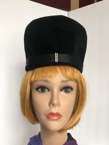 VTG Miss Eileen Originals Hat Black with Rhinestones and Bow Detail