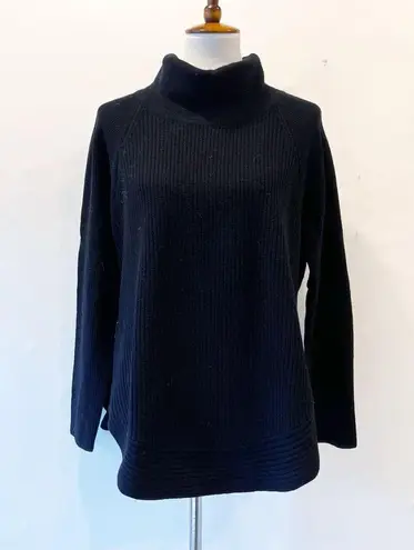 Vince  Black Ribbed Knit Turtleneck Side Zip Small