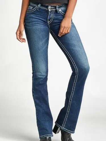 Silver Jeans Suki bootcut fluid denim low rise contrast stitch jeans size 27