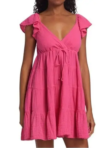 XIRENA Sonnet Shirred Minidress pink raspberry Sz S