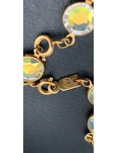 Swavorski Vintage SWAROVSKI Swan Tag AB Aurora Borealis Crystal Goldtone Bracelet