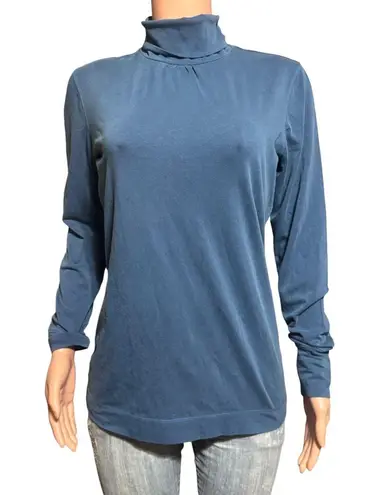 Pulp long sleeve turtle neck sapphire ruched solid casual lightweight tee shirt L Blue Size L