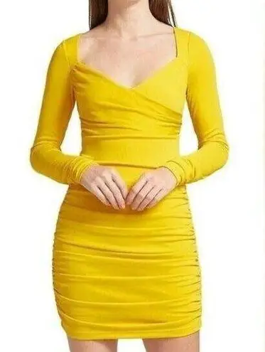 Cinq à Sept NWOT cinq a sept Women's Yellow Miah Long Sleeves Ruched Mini Dress Size 2