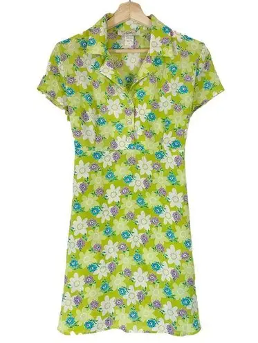 Vintage Stella USA 90s Mini Dress Size Medium Floral Y2K Green