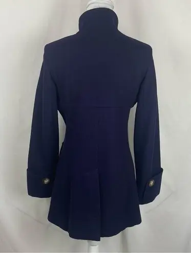 Anne Klein  Dark Purple Double Breasted Wool Blend Academia Heavy Coat Size S