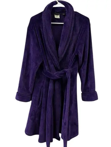 Covington Plush Purple Belted Robe with Pockets Cozy Loungewear Womens Medium