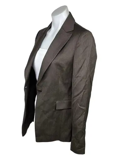 Marie Claire Paris Womens Brown One Button Notch Lapel Collar Blazer Jacket Sz S