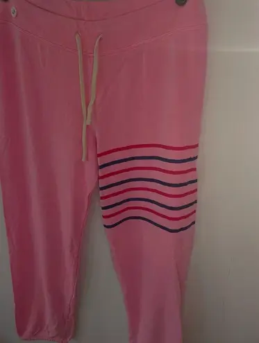 Sundry New Women's Stripes Sweatpants in Pigment Dyed Pink Neon size 3/L