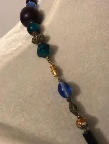 20 Inch Artsy Wrap Necklace With Large Bea… Blue